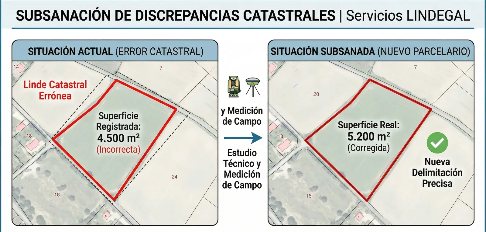 Plano topográfico de subsanación de linderos en Catastro